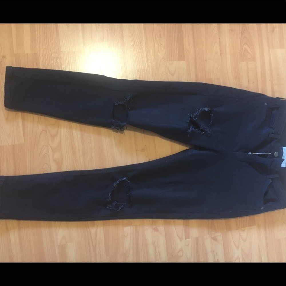 Ripped black high rise top shop jeans